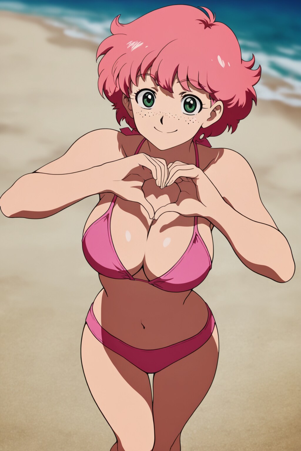 そばかすピンク娘のビキニでハートビーム👙🩷
