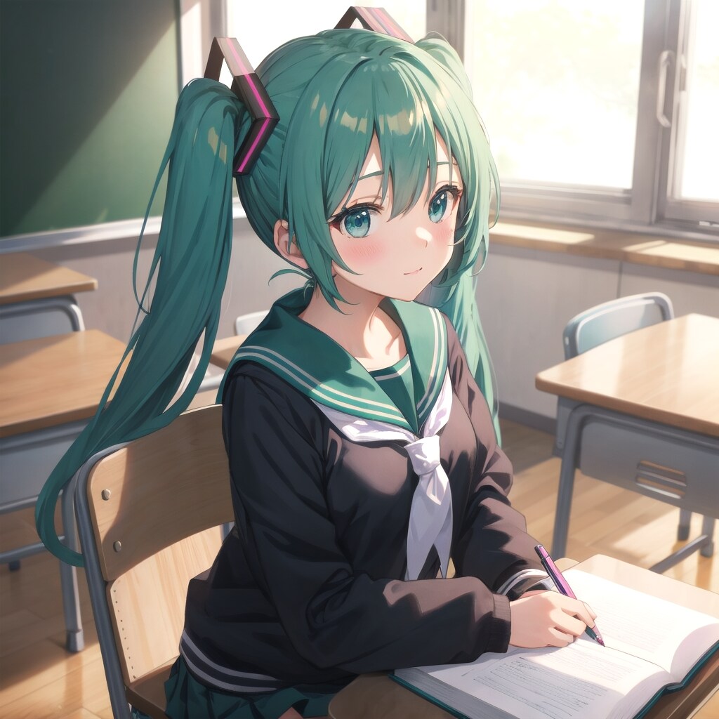 ミクは授業中