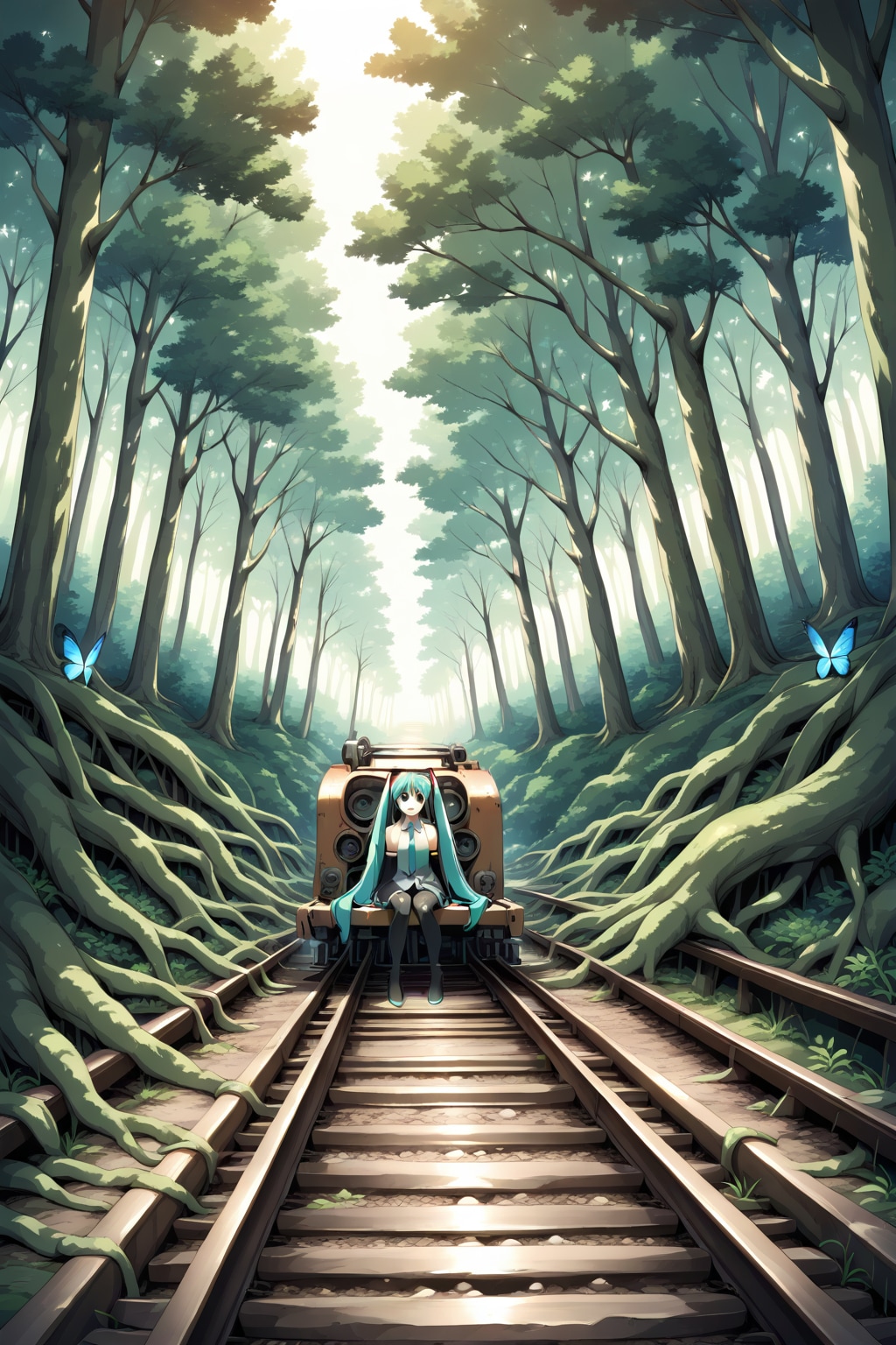 ミクと廃線路2 | の人気AIイラスト・グラビア