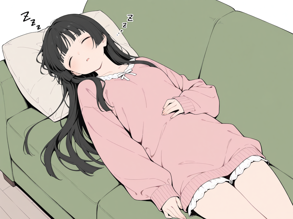 休日、家でだらしなく寝ている妹