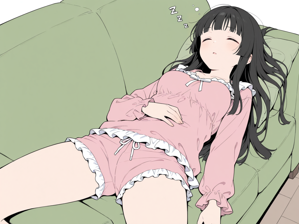休日、家でだらしなく寝ている妹
