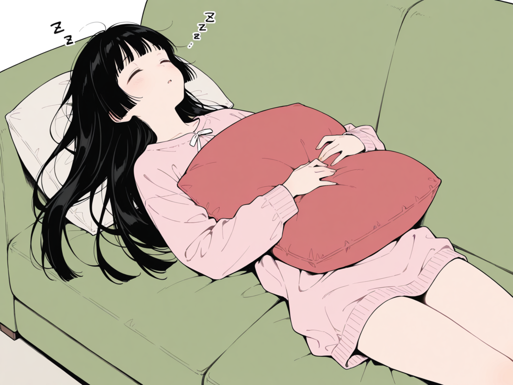休日、家でだらしなく寝ている妹