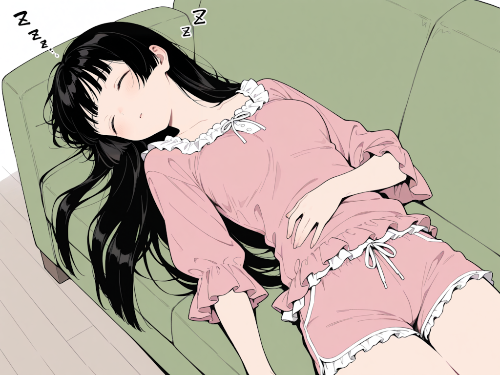 休日、家でだらしなく寝ている妹