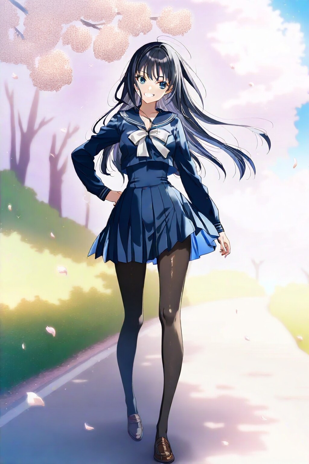 意地で桜を背景に入れるWAVEさん | の人気AIイラスト・グラビア