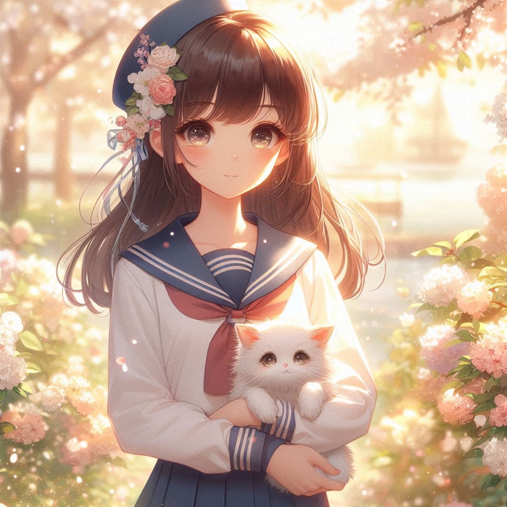 猫と少女(DALL-E)(2)