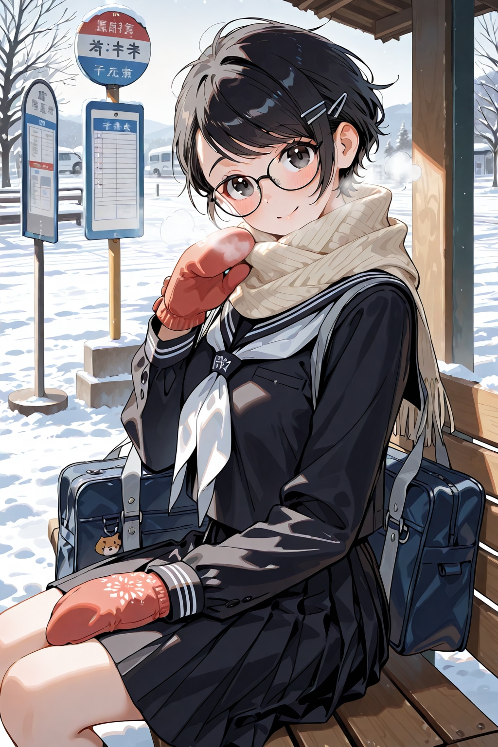 眼鏡×公立ダサ制服女子５９ | の人気AIイラスト・グラビア