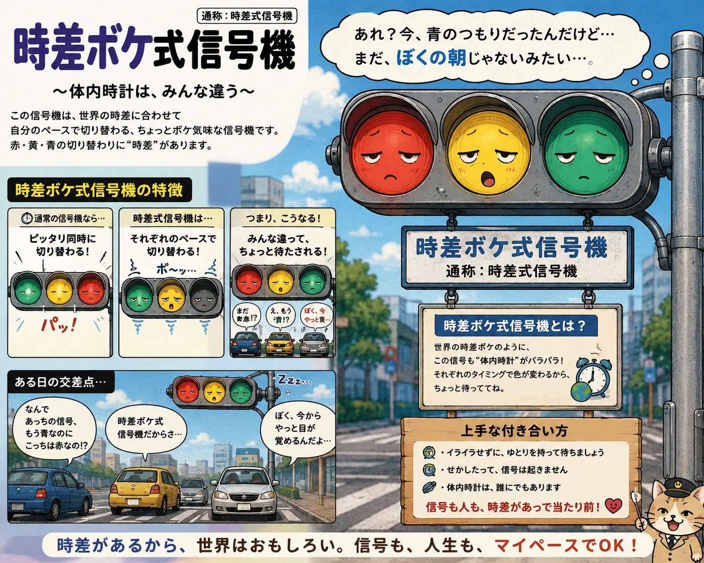時差ボケ式信号機、こんなのは…ちょっと困る。 | の人気AIイラスト・グラビア