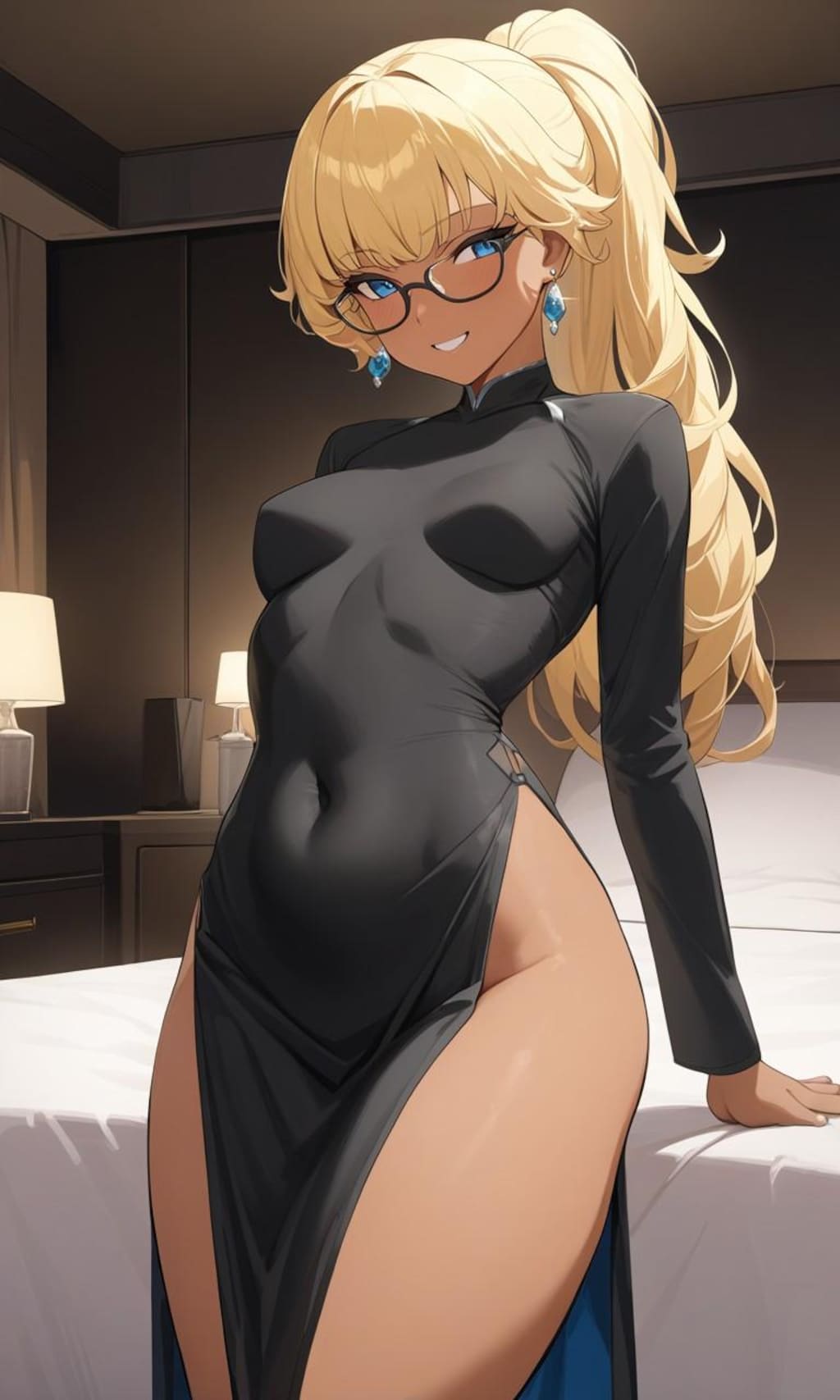 黒ドレスの金髪ポニーテール少女