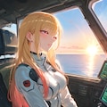 コックピットに座る海夢さん(PixAI版) 3枚目