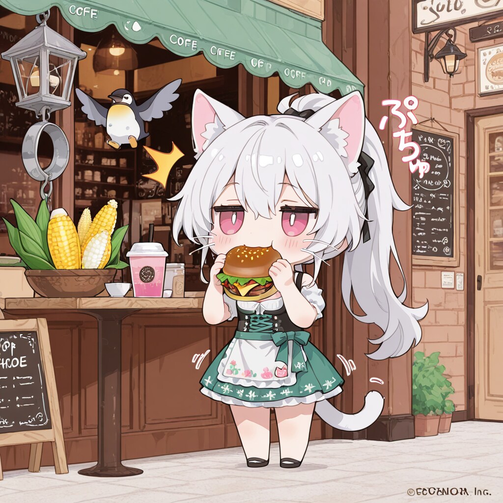 白髪ちゃんとハンバーガー