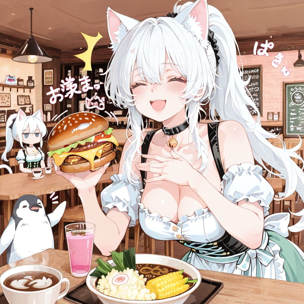 白髪ちゃんとハンバーガー