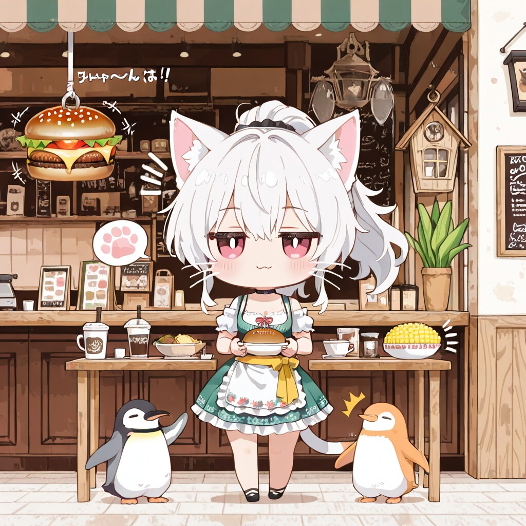 白髪ちゃんとハンバーガー