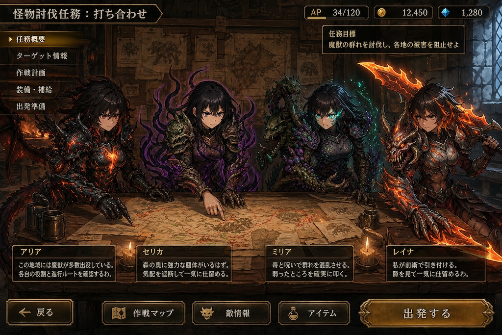 混沌装の四人組ハンターさん