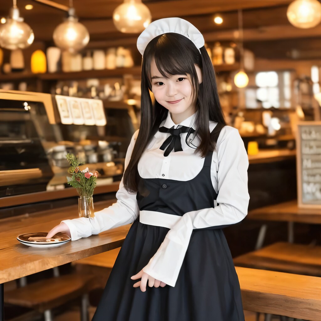 黒髪ロングでカフェの美女４２