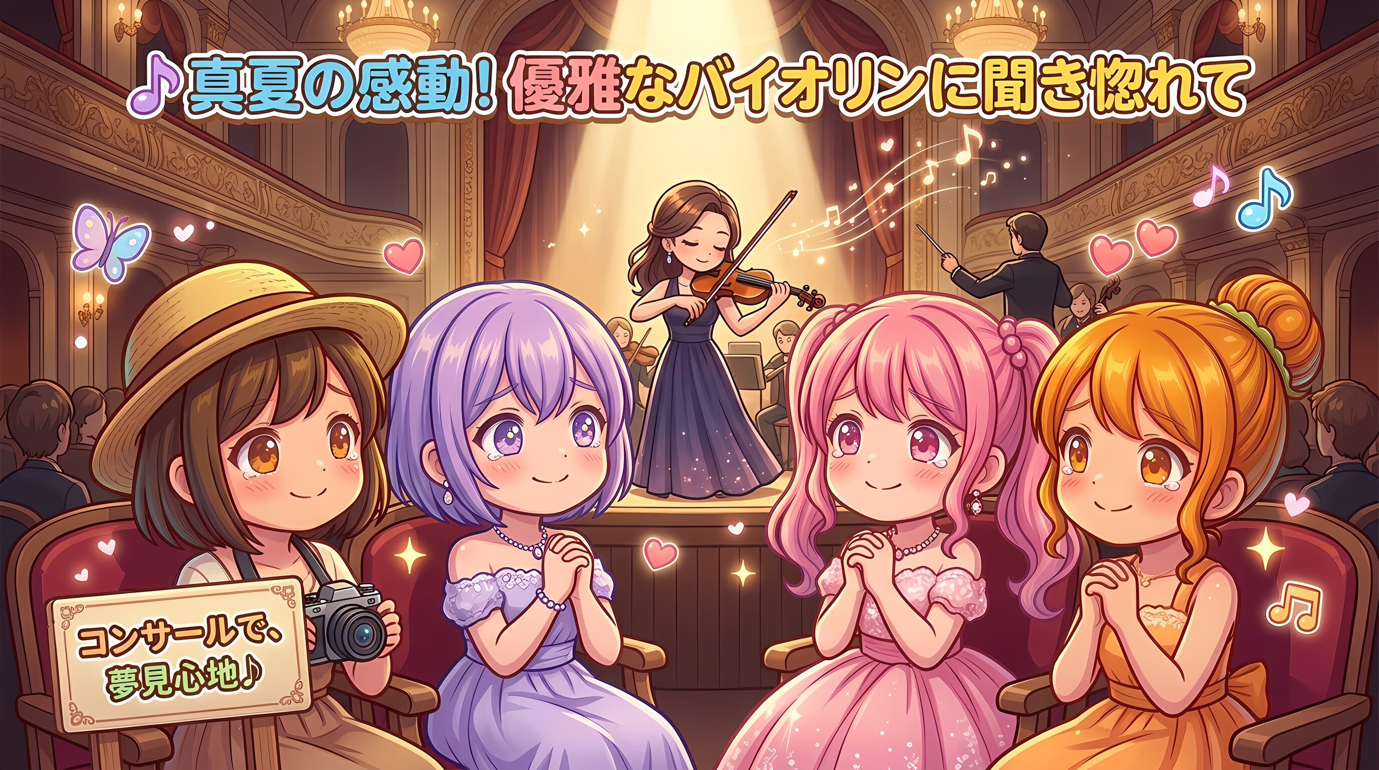 今日の夏休み（バイオリンのコンサートにやって来た２） | の人気AIイラスト・グラビア