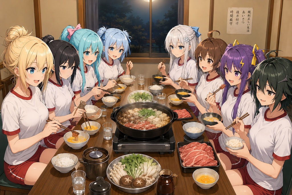 合宿中の食事風景