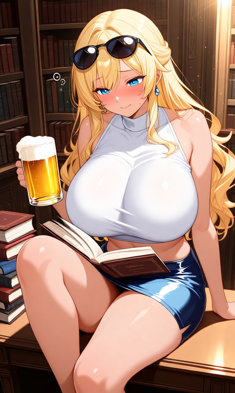 読書をしながらビールを飲む | の人気AIイラスト・グラビア