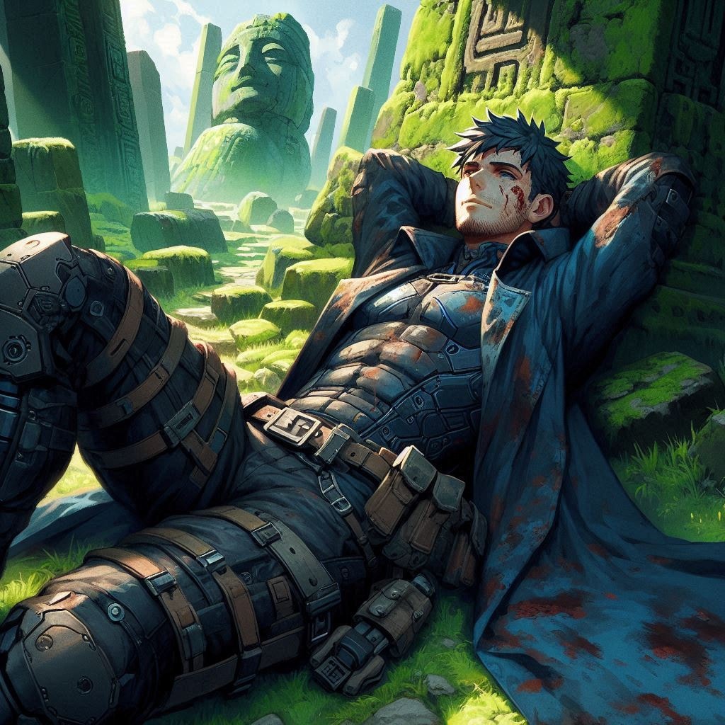 近場の遺跡にこういう燃え尽き系傭兵マッチョ居たら持ち帰りたくならない？