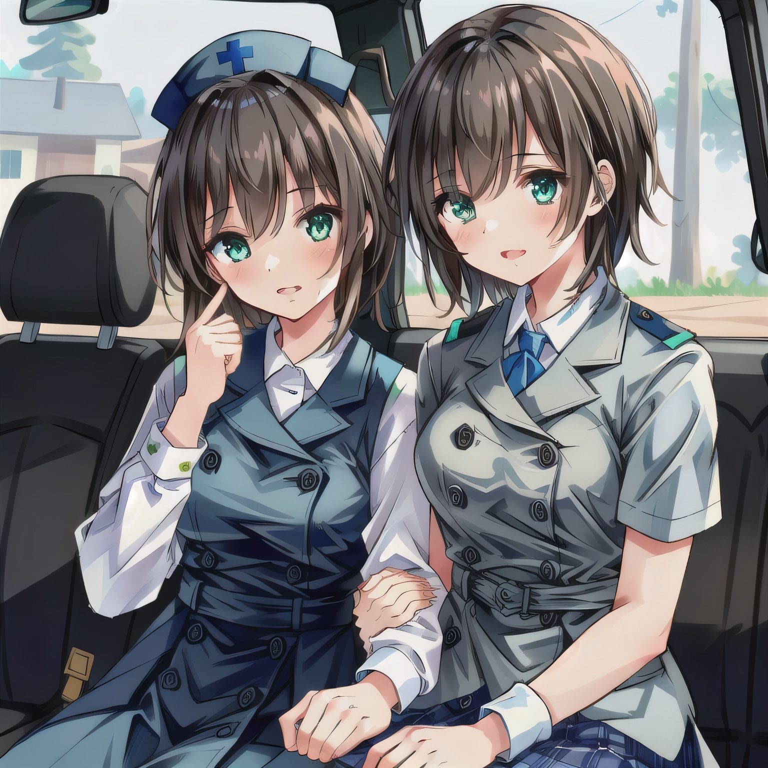 茶髪ボブで車内の少女３ | の人気AIイラスト・グラビア