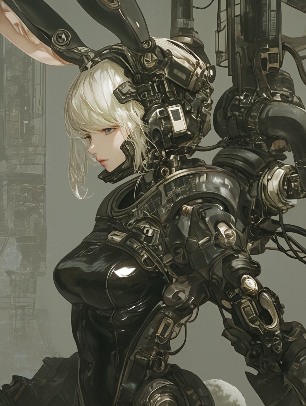 graphite bunny cosmic android girl sci-fi mode 黒鉛機械化兎耳隊