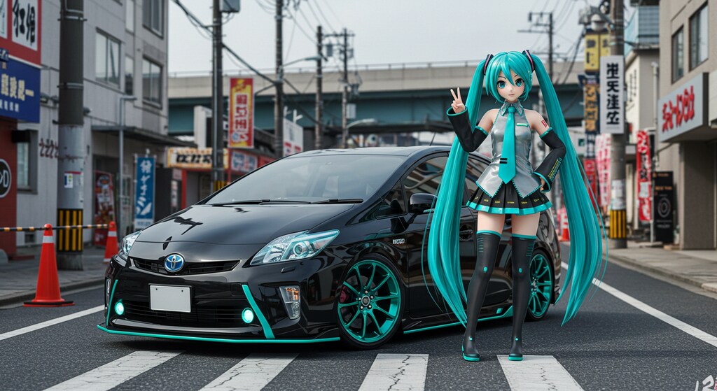 初音ミクとプリウス