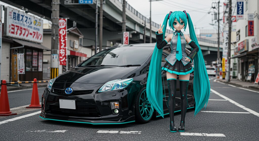 初音ミクとプリウス