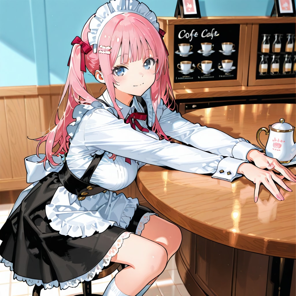 午後のカフェ、メイドは休憩中