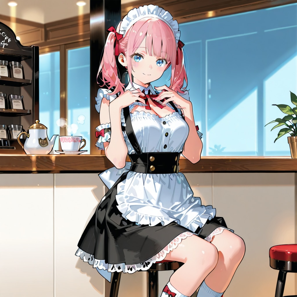 午後のカフェ、メイドは休憩中