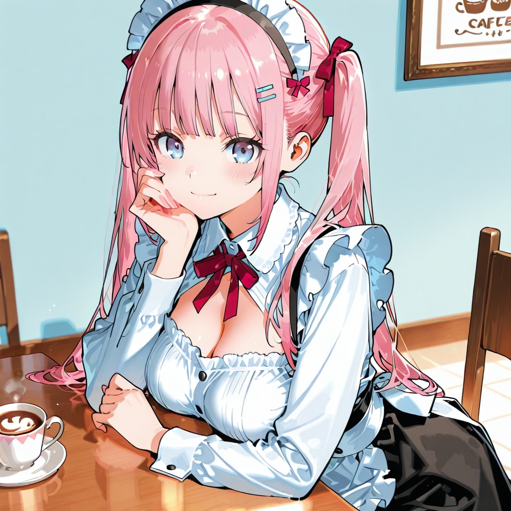 午後のカフェ、メイドは休憩中