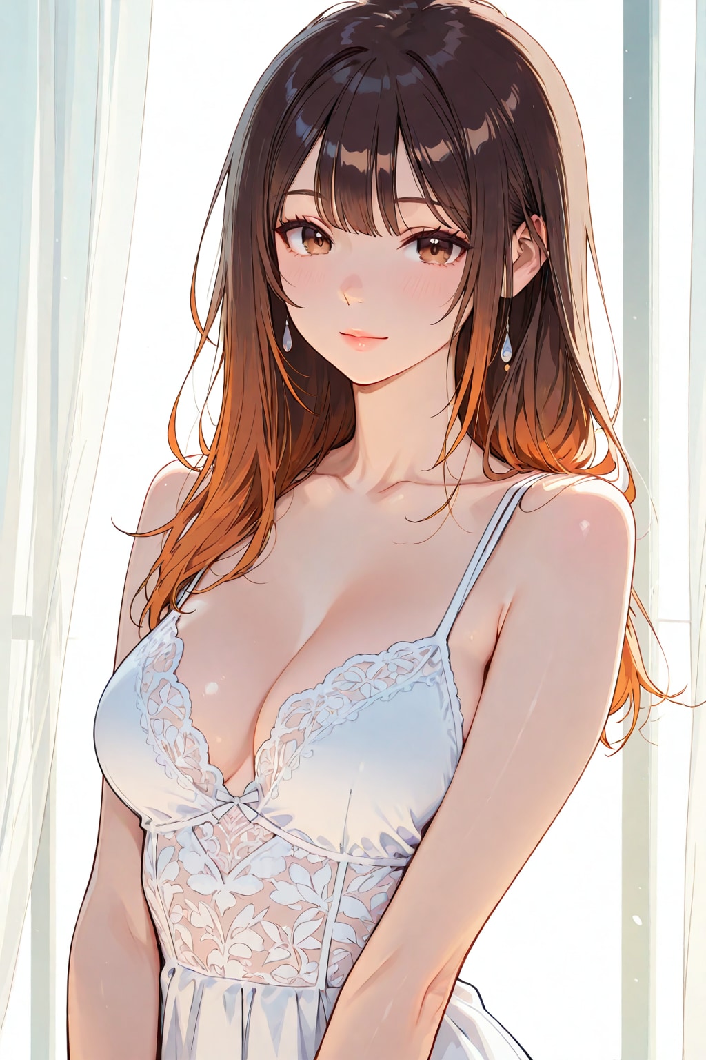 茶髪ロングのお姉さん(flat colors, vivid color)⑦