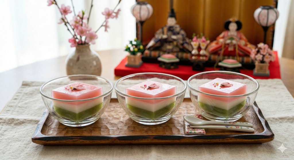 デザートの菱餅ゼリー