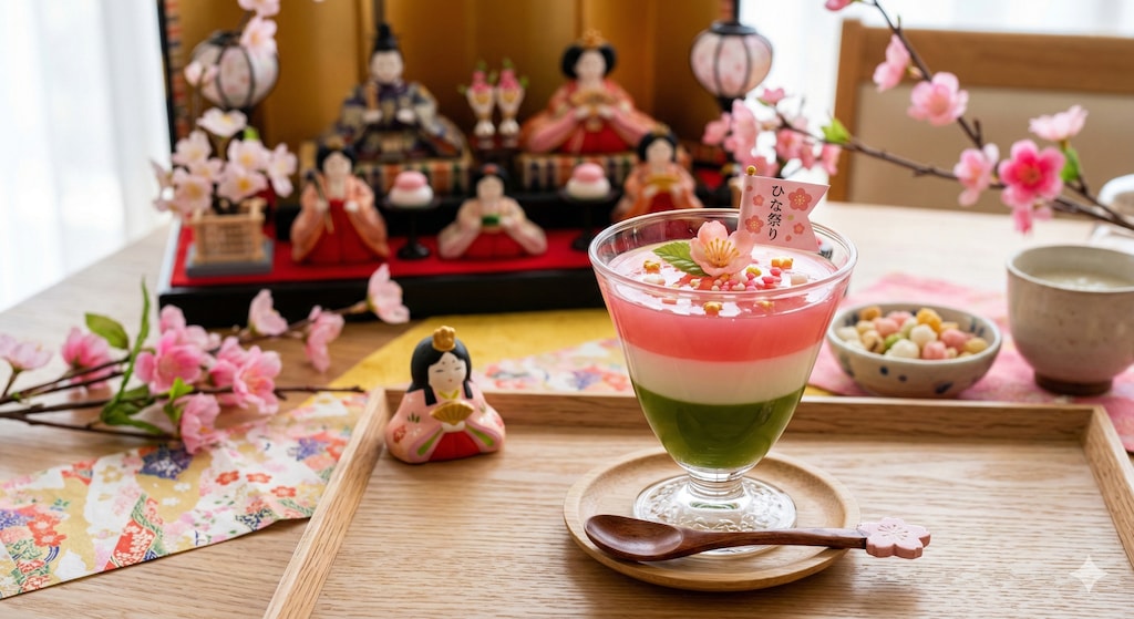 デザートの菱餅ゼリー