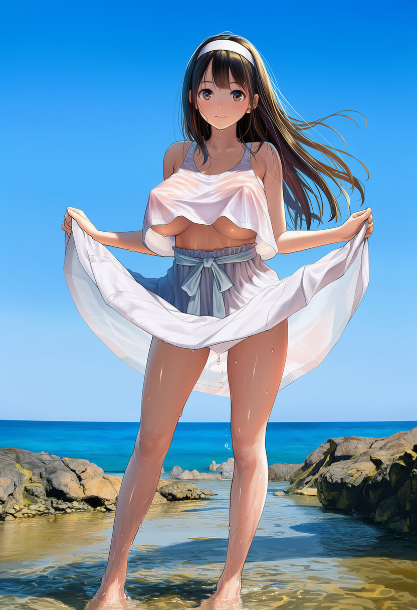 海辺に立つ女性