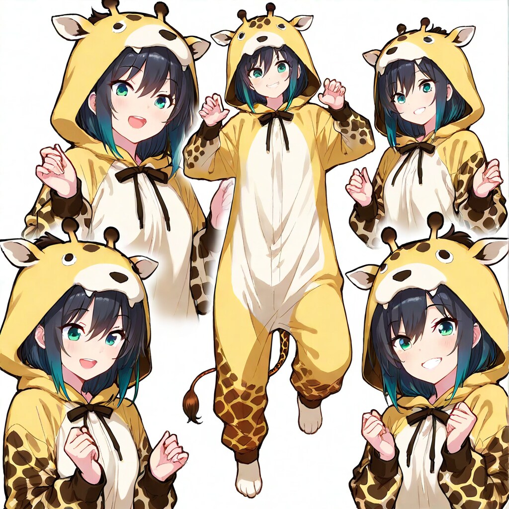 シンプル背景キリン着ぐるみちび子ちゃん