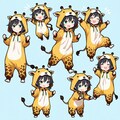 シンプル背景キリン着ぐるみちび子ちゃん 2枚目