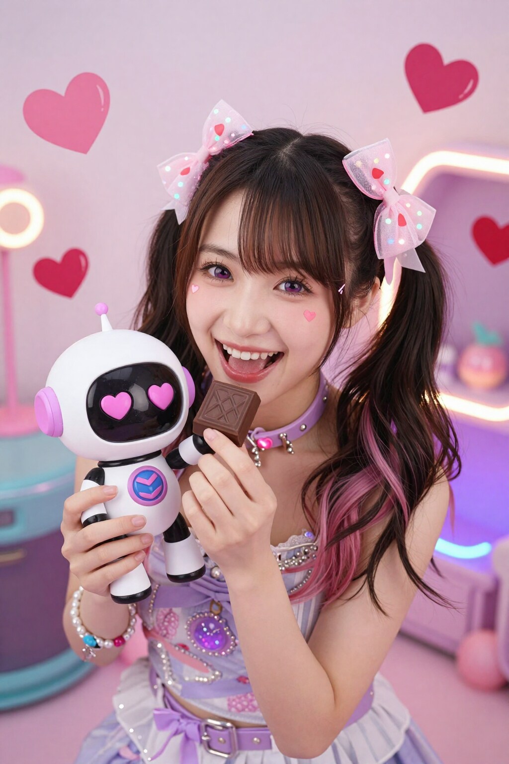 可愛いロボットと甘い一口