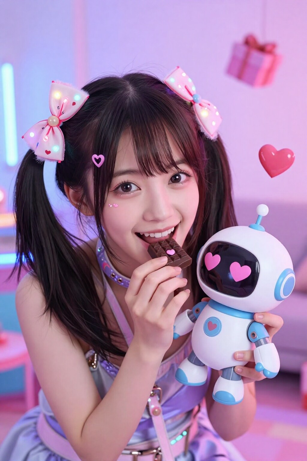 可愛いロボットと甘い一口