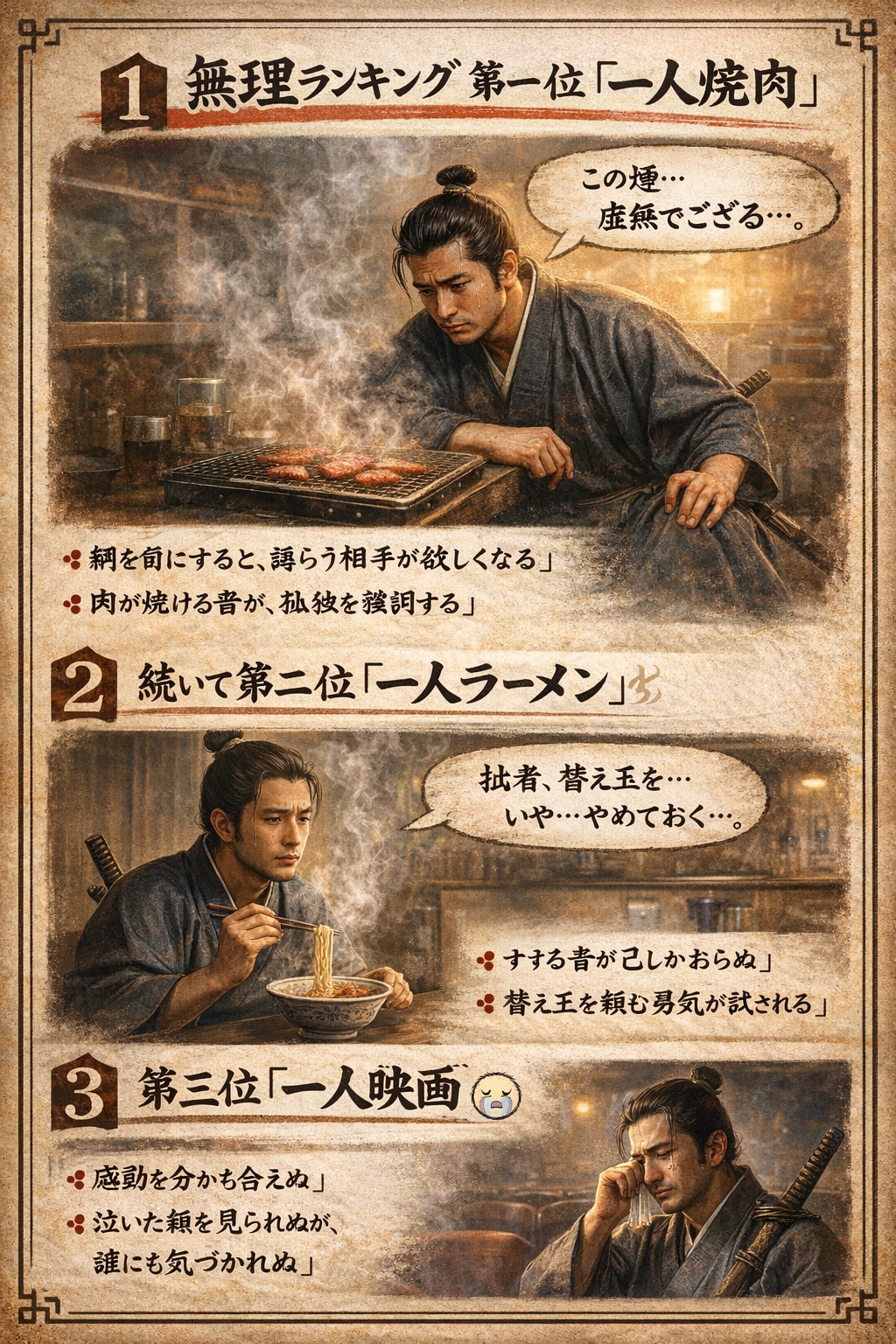 お侍様１００人にアンケート