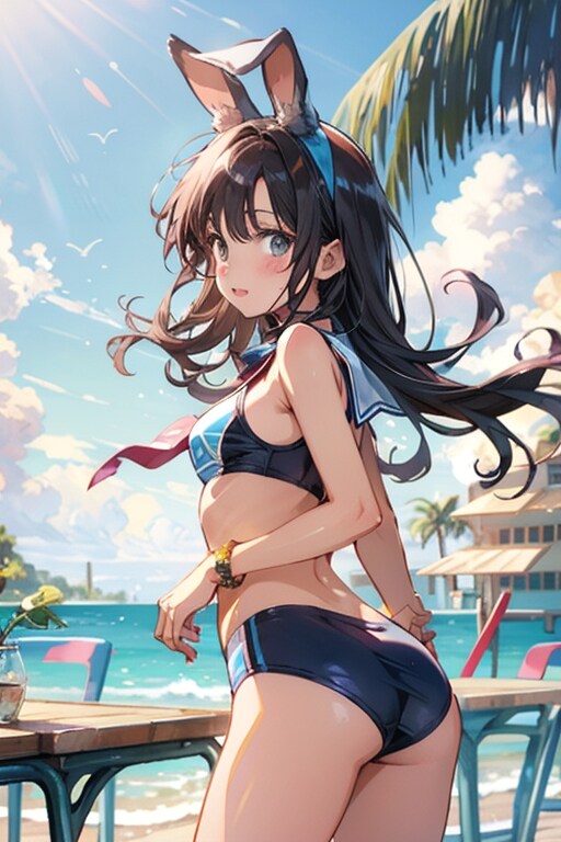 ビーチバレー仕様のバニーガール