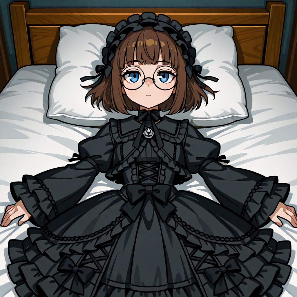 ベッドに寝るゴスロリ少女