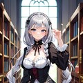 図書館のゴシックドレスの少女 2枚目