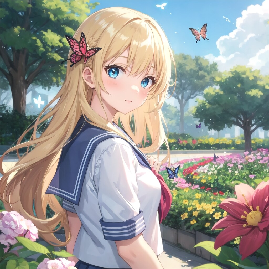 花畑秋に飛ぶ蝶ちちぷいと　弾 | の人気AIイラスト・グラビア