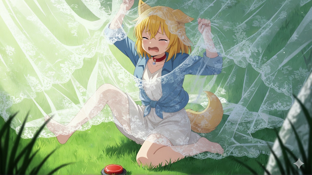 地面に何やら怪しくも魅惑的な赤いボタンが埋め込まれておりそんなものを目にして好奇心に抗えるはずもなくついつい指先でぽちりと押してしまったその刹那天…