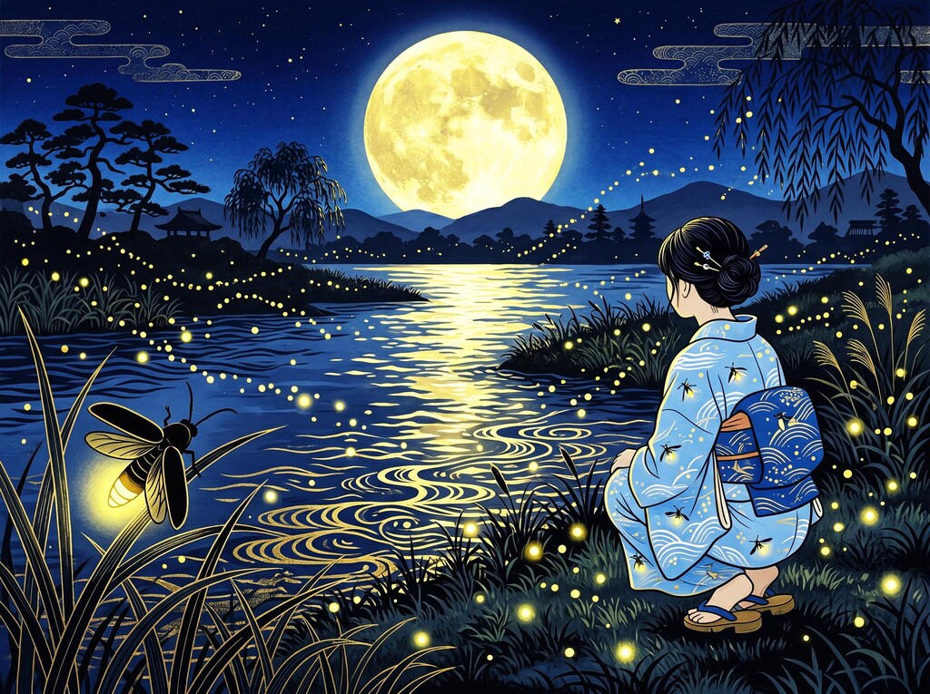 川の畔