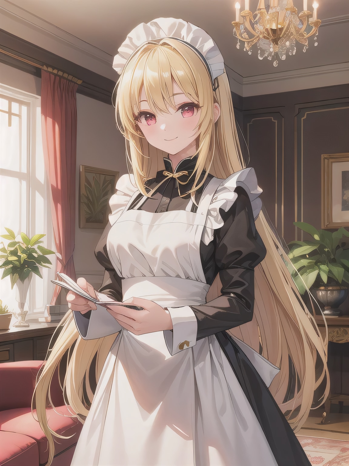 金髪ロングでメイド服の美女 | の人気AIイラスト・グラビア