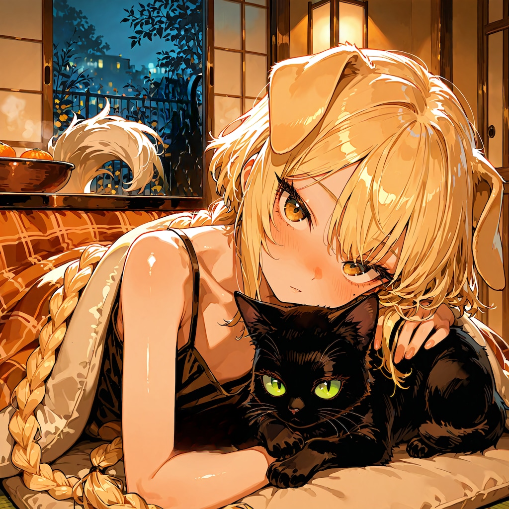 こたつと猫と犬耳