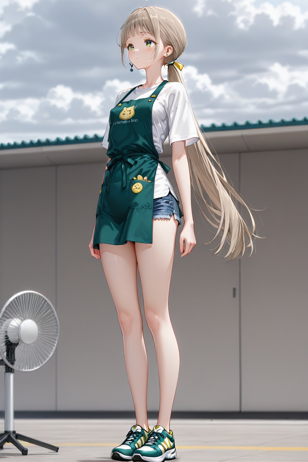 緑目女子の緑エプロン👧１