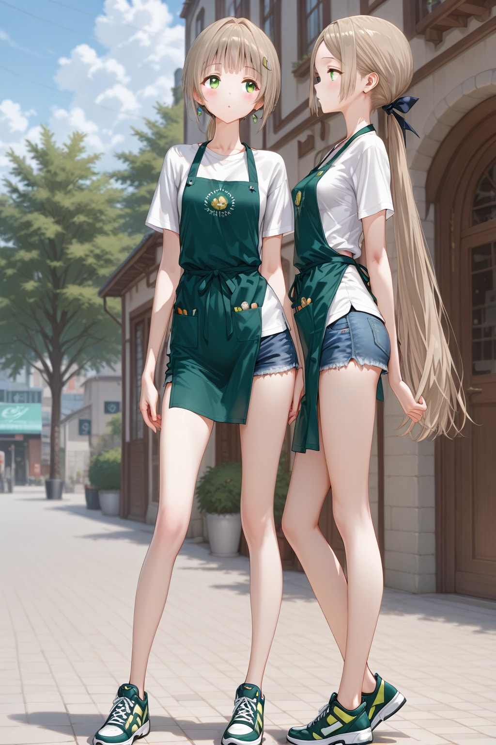 緑目女子の緑エプロン👧１