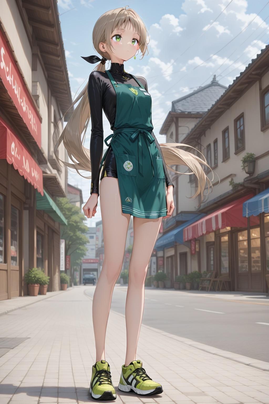 緑目女子の緑エプロン👧１