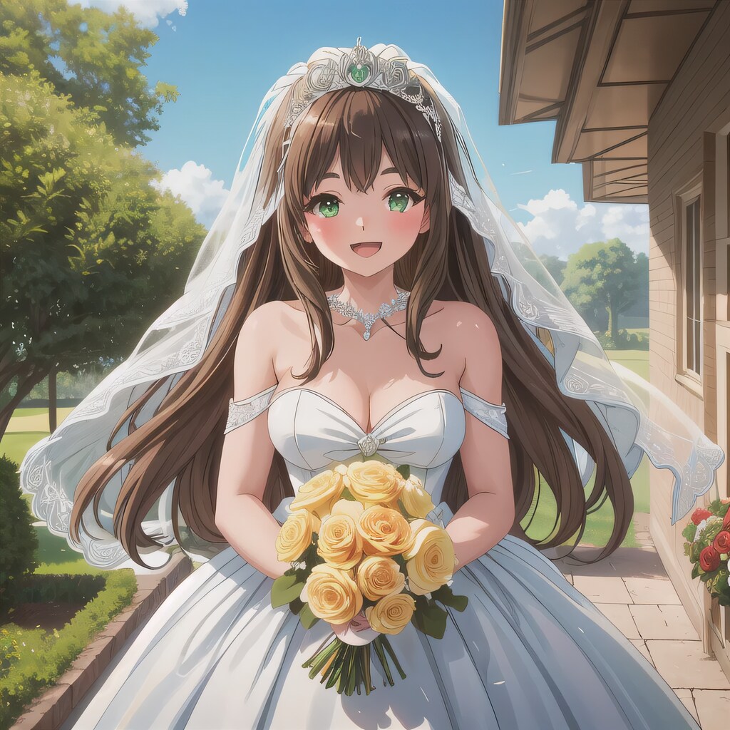 茶髪ロングでウェディングドレスの少女７